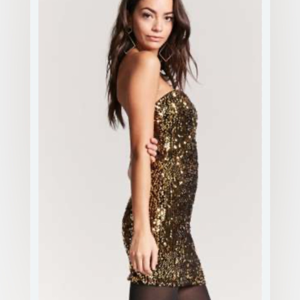 Alice+ Olivia Gold Sequin Strapless Party Dress Women’s Size S - Picture 6 of 6